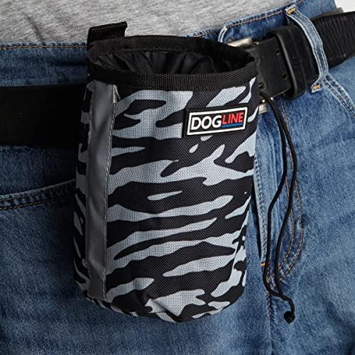 Dogline Dog Treat Pouch: Puppy Training Bag, Pet Kibbles and Snacks Holder, Litter Waste Bags Dispenser with Adjustable Drawstring Closure, Large Capacity with Mesh Pocket, Strong Nylon Material
