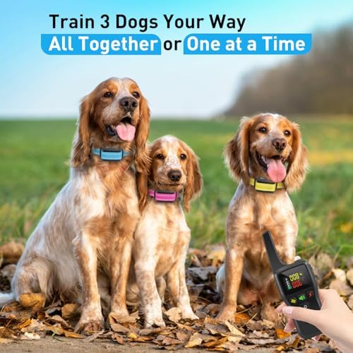 PetJoy Bark and Shock Collar Combo, Dog Bark Collar for Large Dogs, Auto Bark Collar with Remote (3 Dogs) - 3300 Ft Range, Remote and Automatic Modes 2 in 1