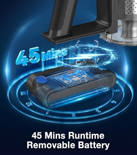 Cordless Vacuum Cleaner, 480W/45Kpa Vacuum Cleaners for Home, Self-Standing Stick Vacuum with LED Display, Anti-Tangle & Wall Mount Charging, 8 in 1 Lightweight Vacuum for Hard Floors Carpet Pet Hair