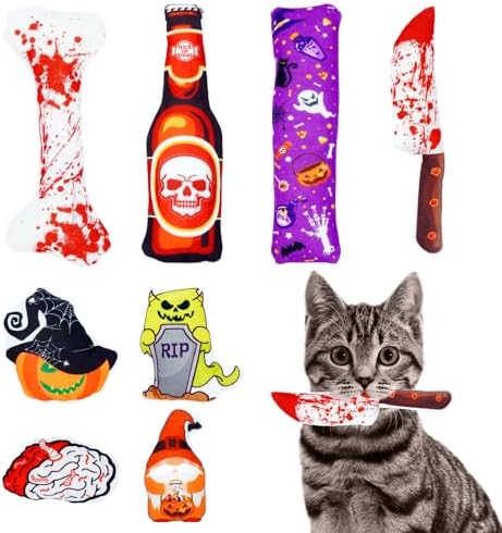 Halloween Cat Catnip Toys for Indoor Cats with Crinkle 8 Pack