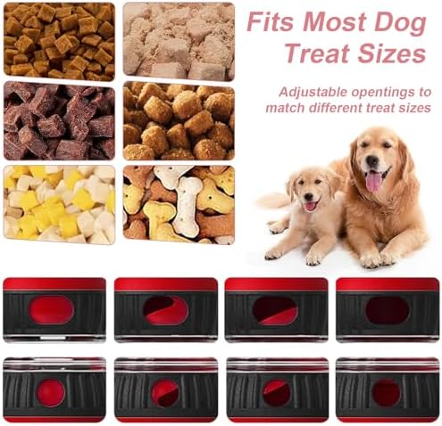 Interactive Dog Treat Dispensing Toy, Adjustable Puzzle Feeder Ball for Slow Feeding & Mental Stimulation, Rolling Enrichment Toy to Keep Dogs Busy Indoors (Red)