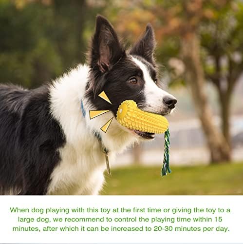Dog Chew Toys for Aggressive Chewers Small Medium Large Breed, Interactive Corn Toys Puppy Toothbrush, Tough Teething Toy for Dogs (Yellow)