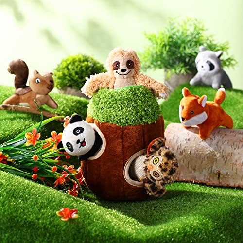 Skylety 7 Pcs Hide and Seek Squeaky Plush Dog Toys for Small Medium Puppies