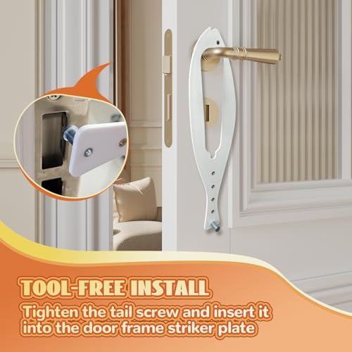 TGIOW Cat Door Latch, Cat Door Stopper Keep Open 2.5-6", 4 Pcs, White | Keep Dogs Out of Litter Box and Food, Door Prop for Cats with 5 Adjustable Sizes, Door Plate Included, Pet Gate Alternative