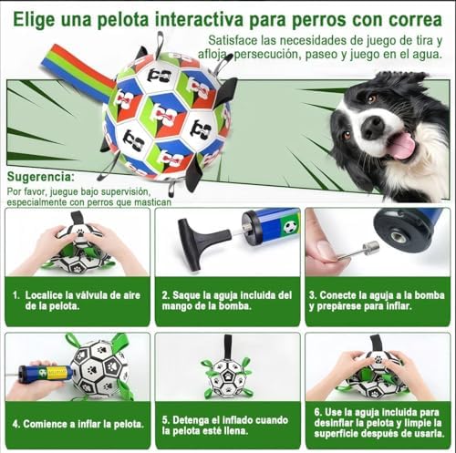 HEYLIFE Interactive Dog Soccer Ball Toy with Straps for 20-40 lbs Dog