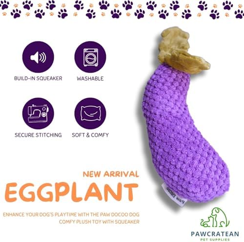 7" Squeaky Plush Toy for Puppies Small Dogs Self Etertainment Washable Soft Made [PET ONLY] (Eggplant)
