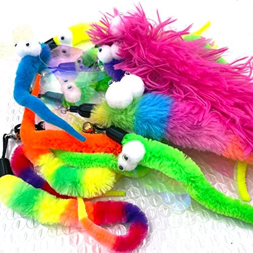AcceLeah 16Pcs Cat Wand Refills, Worm Dragonfly Attachments for Indoor Cats