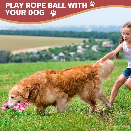 18 Pcs Dog Rope Toys Set Interactive Cotton Chew Toys for Aggressive Chewers Pink 3 Knots Rope Balls for Medium Small Dog Puppy Tug of War Pet Teeth Cleaning Fun Training Birthday Gifts