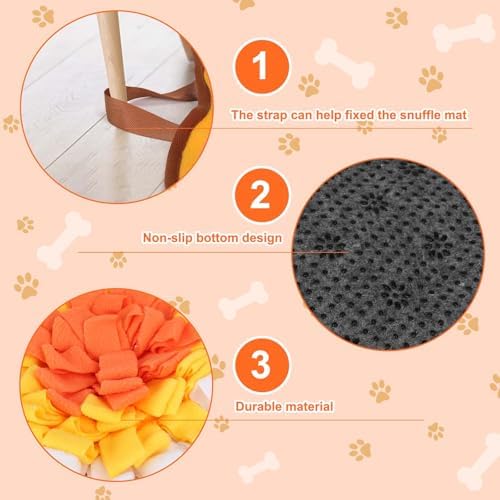Snuffle Mat for Small Medium Dogs Nose Smell Training, Orange