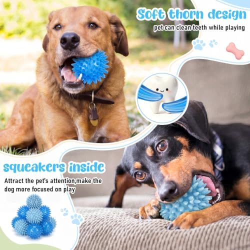 Syhood 60 Pcs Squeaky Dog Toys Bulk Plush Rope, Blue, Blue Style