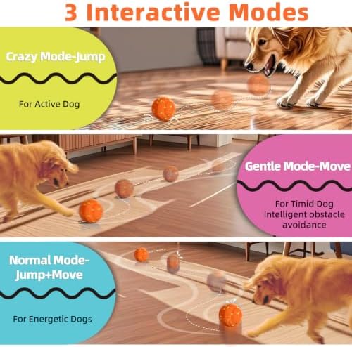 Interactive Dog Ball Toy, Auto Moving, 3 Modes, Waterproof USB Rechargeable
