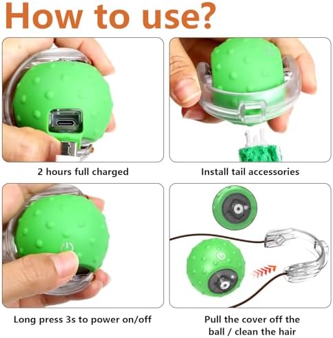 Giociv Interactive Cat Toys for Bored Cats, with Chirping, Centipede Motion Wake-up Super Motor Cat Ball on Rug