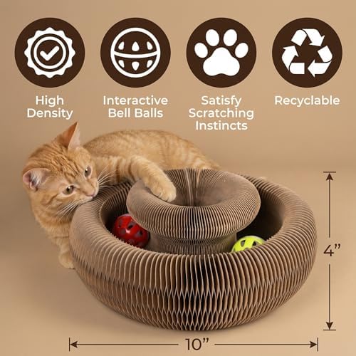 Interactive Cat Toy & Cardboard Cat Scratcher, Round Single-Layer Track