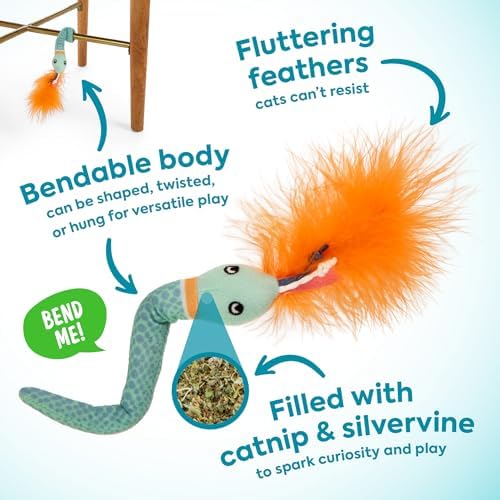 Instincts by SmartyKat HappyNip Tricky Twister Bendable Snake Plush Cat Toy, Contains Catnip & Silvervine - Blue, One Size