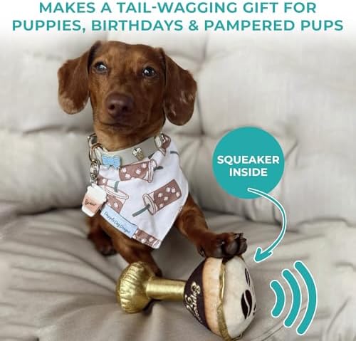 Haute Diggity Dog Espresso Muttini Plush Dog Toy, Cocktail Parody Chew Toys