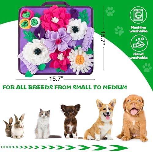 Snuffle Mat for Dogs,Dog Feeding Mat Sniff Mat Interactive Dog Puzzle Mat for Training and Stress Relief Encourages Natural Foraging Skills (Purple)