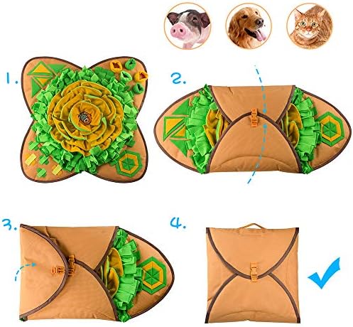 AWOOF Snuffle Mat Pet Dog Feeding Mat, 28''x28'' Interactive Dog Puzzle Toys Encourages Natural Foraging Skills