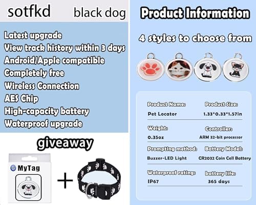 Dog Tracker-GPS Dog Collar-GPS Tracker for Dogs-Pet Tracker | Dual-System Tracker | Android and iOS Universal | No Monthly Fee | Waterproof | Works with Any Collar---1
