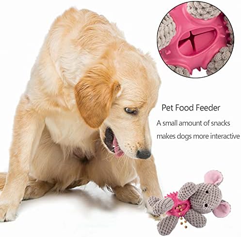 GOOLA Dog Squeaky Toys, Interactive Durable Plush Dog Toy with Squeaker and Crinkle Paper, Natural Rubber Chew Puzzle Dog Toys Leakage Food Toy for Puppy Small Middle Large Dogs, Soft Pet Toys