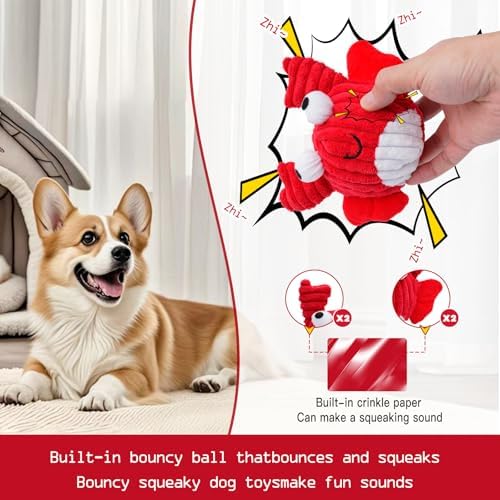 Interactive Squeaky Dog Chew Toy,No Stuffing Interactive Chew Toy for Small Medium Large Dogs, Training Reward Gift for Pets(red Crabs)