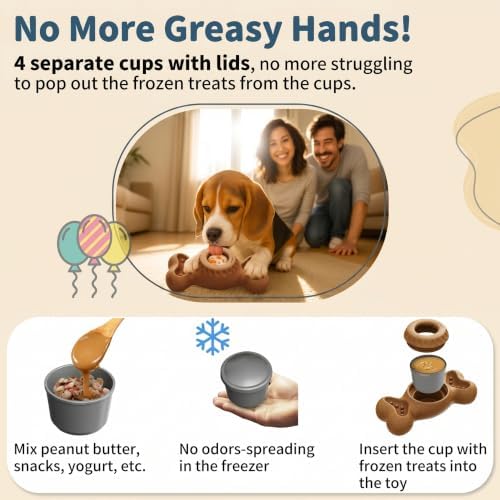 Enrichment Frozen Dog Treat Dispensing Interactive Chew Toy, Brown