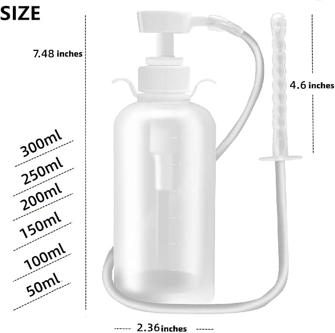 Vaginal Douche Enema Cleaner 300ml Reusable Manual Pressure Anal Vaginal Cleaning System Portable Kit White