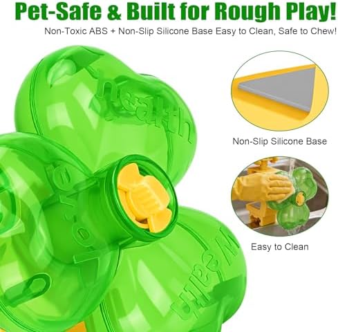 Interactive Dog Puzzle Toy, Spinning Treat Dispenser Slow Feeder | adjustable difficulty, fixing strap, BPA free, boredom relief, mental stimulation, slow eating, small medium dogs cats