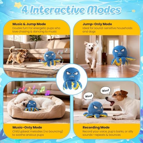 Interactive Moving Octopus Plush Dog Toys to Keep Dogs Engaged