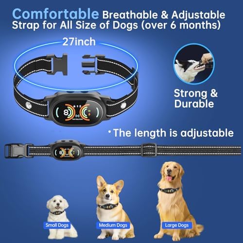 Dog Bark Collar, Rechargeable Bark Collar for Large Dog, IP67 Waterproof Anti Barking Collar Dogs with Adjustable Sensitivity for Medium and Small Dogs (Matte Black)
