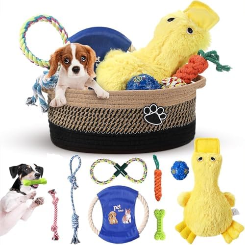 Zopeal Dog Toy Gift Basket Set for Puppy Birthday, Black