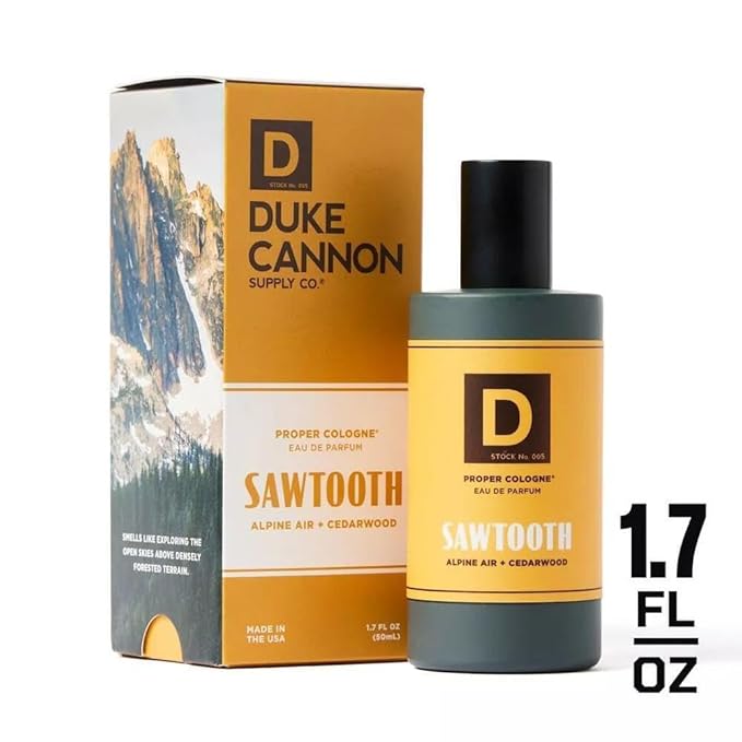 Duke Cannon Proper Cologne Sawtooth | Men's Eau de Parfum | Alpine Air and Cedarwood | Fresh, Woodsy, Long-Lasting Scent | 1.7 fl oz (Pack of 2)