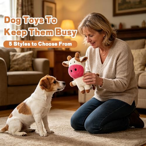 6 Pack Squeaky Dog Toys, Durable Stuffed Plush Chew Toys, Tough Plush Animal Dog Toys for Small Medium Large Dogs, Keep Dogs Busy, Premium Interactive Chew Toys for Puppies & Adult Dogs
