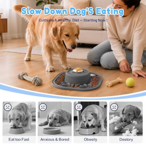 Lick Mat for Dogs & Cats with Interactive Rolling Ball & Suction Cups