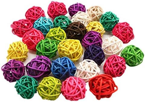 LIUSM 20 Pcs Colorful Handmade Wicker Rattan Balls Decorative