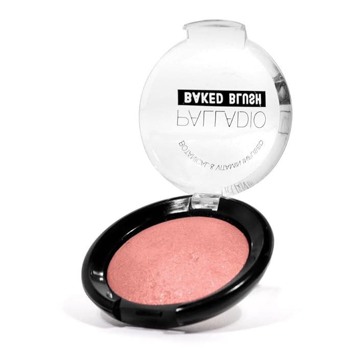 Palladio Baked Blush, Highly Pigmented Shimmery Formula, Easy to Blend and Highly Buildable, Apply Dry for a Natural Glow or Wet for a Dramatic Luminous Look, Long Lasting for All day Wear, Berry