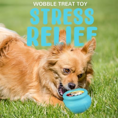 Wobbly Dog Enrichment Lick Toy, Stuffable Frozen Lick Bowl to Keep Dogs Busy, Long-Lasting Interactive Treat Dispensing Dog Toy, Silicone Fetch Catch Chew Toy(Teal,M)
