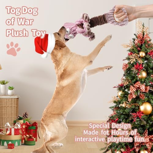 YZHDUXIU Octopus Dog Squeak Toys, Plush Tug of War Dog Toy with Crinkle