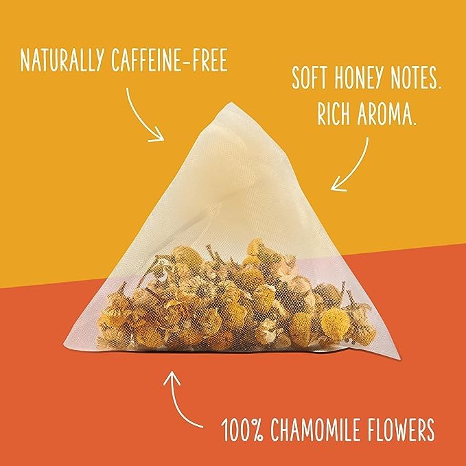 Two Leaves and a Bud Organic Chamomile Tea Bags, Naturally Caffeine Free, Whole Leaf Herbal Chamomile Tea in Pyramid Sachets, 100 Count (Pack of 1)
