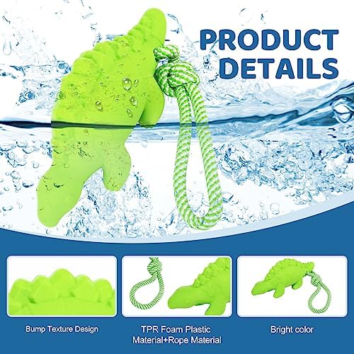 Floating Toy for Aggressive Chewers - Interactive Fetch & Play Dog Beach Toy Set: Shark + Dino