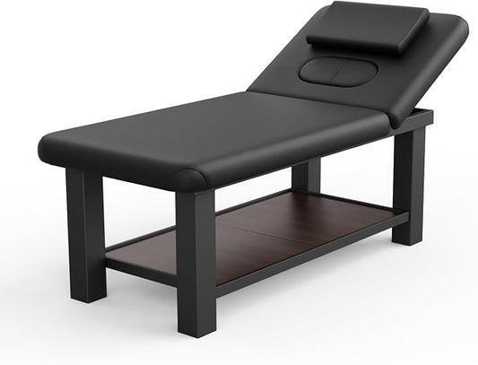 Dolonm 700LBS Heavy Duty Stationary Massage Table with Open-Chest & Headrest for Treatment, Physical Therapy, Spa Facial Professional Massage Bed, Thickening Metal Frame - Adjustable Backrest