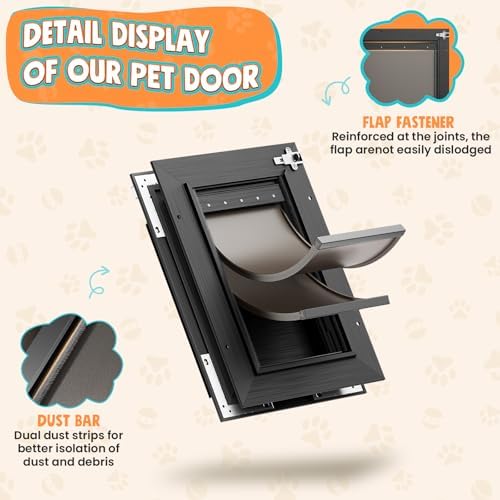 2-Flap Aluminum Small Dog Door for Interior & Exterior Door with Dual Locks | Magnetic Flaps, Energy-Efficient, Closing Panel, Adjustable Tunnel, Strong Seal, Never Rust, Easy Install, Pet Up 22 LB