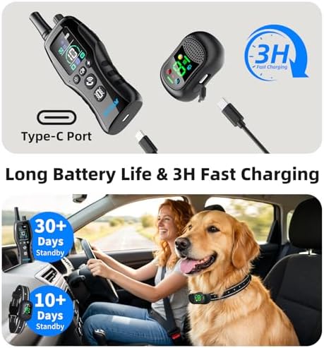 Dog Training Collar with Voice Call, 4900FT Long Range, 5 Modes - Beep/Vibration/Safe Shock/Flashlight, IP67 Waterproof, Rechargeable E-Collar for Small Medium Large Dogs 10-120lbs (Black)