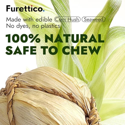 Natural Dog Chew Toy, 1pcs Woven Grass Chew Ball for Dogs, Dental Teething Toy & Interactive Fetch Toys, Outdoor Rattan Digestible Chew Ball for Boredom Relief - Seaweed & Corn Husk