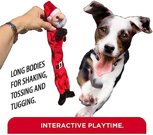 Trenton Gifts Stuffing Free Holiday Dog Toys - Set of 3. Santa, Snowman, Reindeer. Durable and Squeaky Pet Toys for Festive Playtime