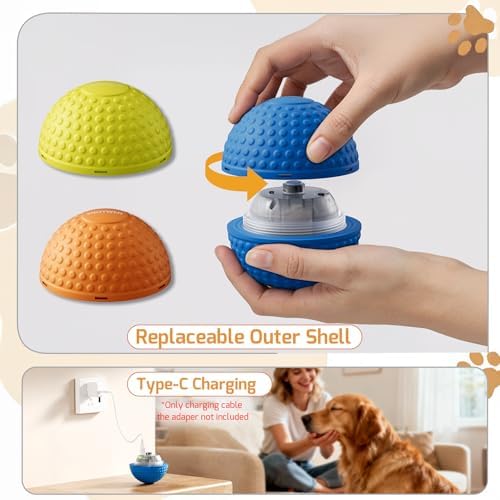 SNOYWEN Smart Interactive Dog Balls, Durable Food-Grade Rubber Material, Automatic Moving, Bouncing, Rotating Toy with Light for Medium, Large Dogs, IPX7 Waterproof