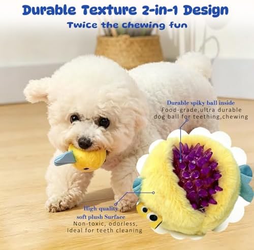 Squeaky Plush Ball Dog Toys for Small Dogs, Mini Breed, 2'' Soft Fuzz Ball