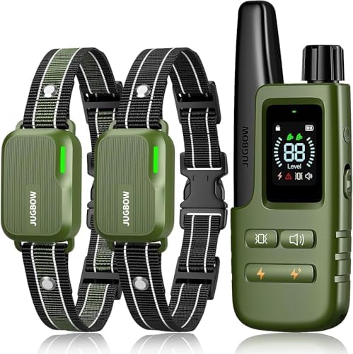 Dog Shock Collar - 4500FT Dog Training Collar with Remote | IPX8 Waterproof Electric Dog Collar with 4 Training Modes Security Lock, Rechargeable eCollar for 10-120lbs Dog(Green 2 Pack)
