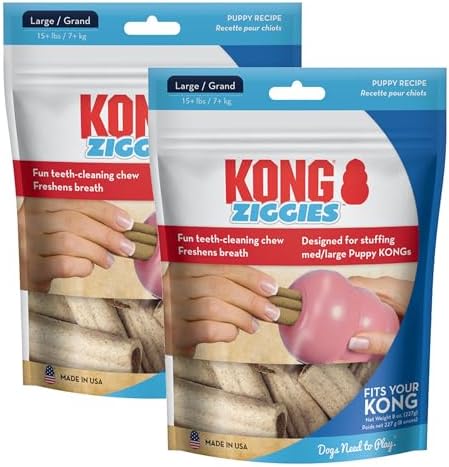 KONG Puppy Ziggies Dog Treats 2 Pack (Large, Original) - Teeth Cleaning Dog Treats for Puppies, Long-Lasting Chews, Works Classic Rubber Toys