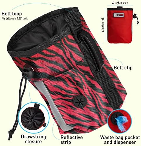 Dogline Dog Treat Pouch: Puppy Training Bag, Pet Kibbles and Snacks Holder, Litter Waste Bags Dispenser with Adjustable Drawstring Closure, Large Capacity with Mesh Pocket, Strong Nylon Material