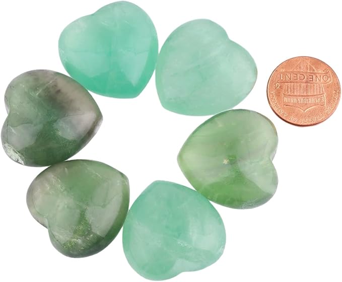 SUNYIK Assorted Crystal Stone Carved Puff Heart Pocket Stone Set, Healing Palm Crystal Set for Christmas, Pack of 8(1'')